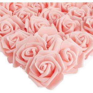100 Pack Pink Artificial Flowers Bulk Stemless Fake Foam Roses for Wedding Deco